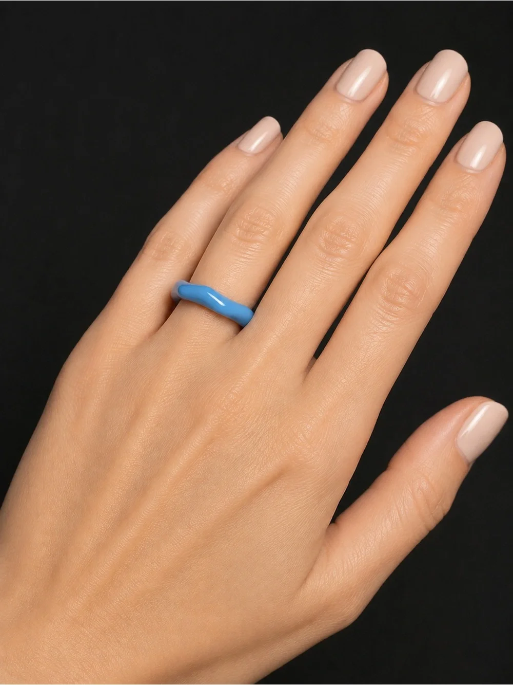Italian Jewelry Boutique Blue Faceted Resin Wave Ring Rare in USA Size 6